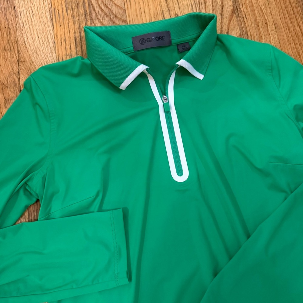 G/FORE Womens Green Long Sleeve Quarter Zip Golf Polo Shirt Size XS Silky Tech